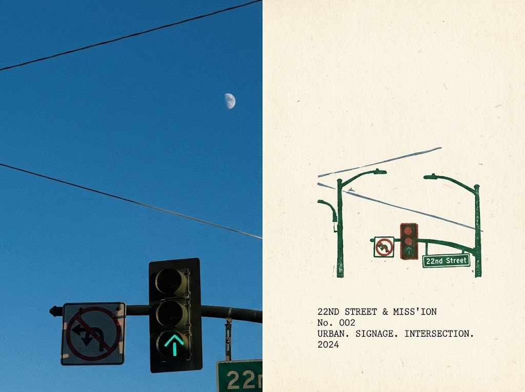 Urban Intersection Photo and Sketch Diptych preview image