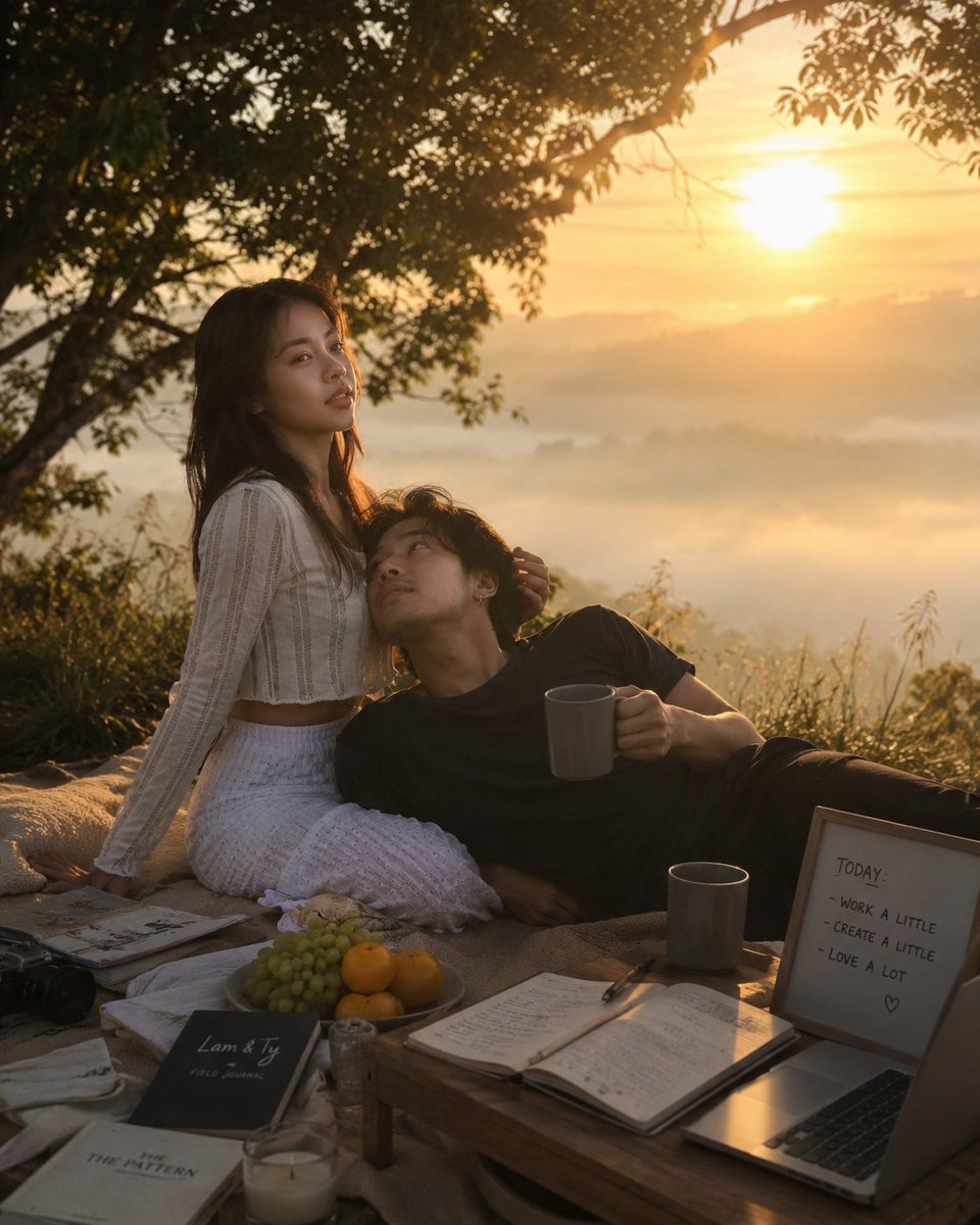 Backlit Sunrise Couple Picnic preview image