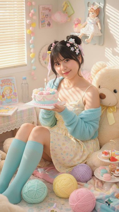 Dreamy Pastel Kawaii Bedroom Portrait preview image