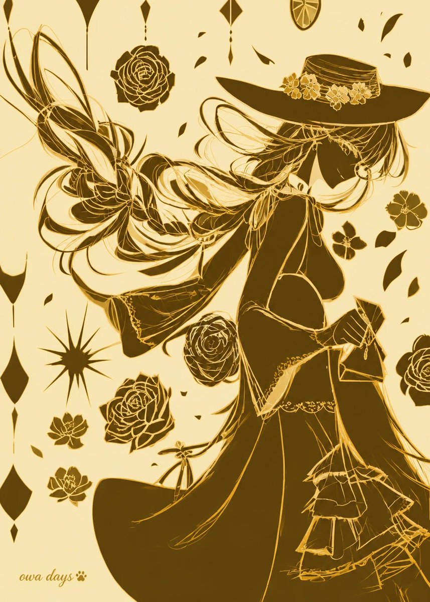 Gold Two-Tone Anime Witch Poster preview image