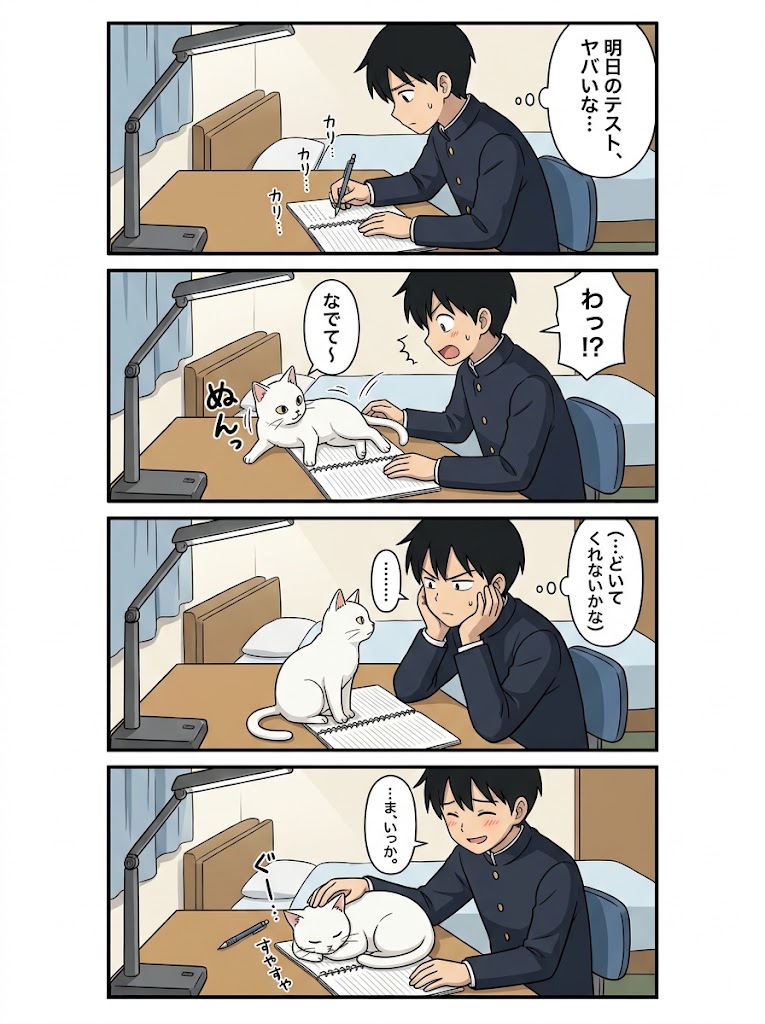 Four-Panel Study Cat Manga preview image