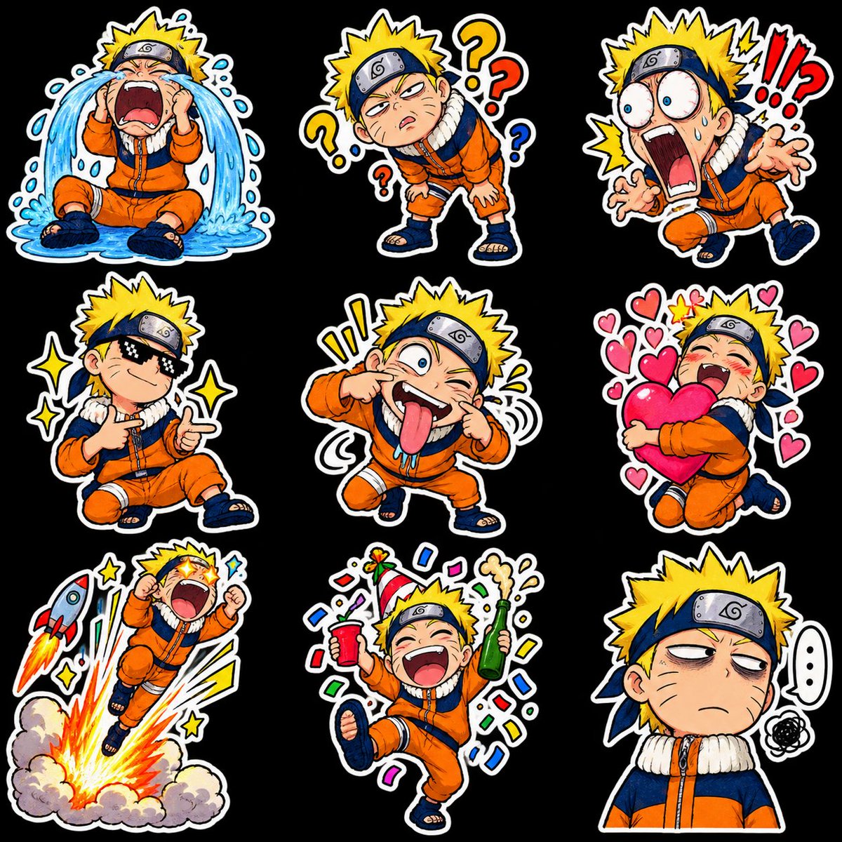 Chibi Anime Ninja Sticker Sheet preview image