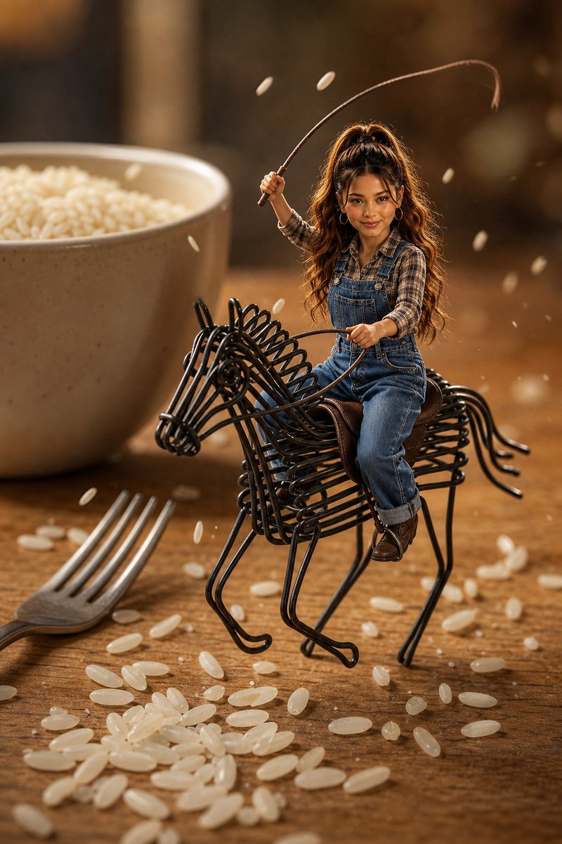 Miniature Cowgirl on Wire Horse preview image
