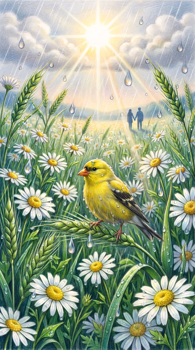 Vibrant Colored Pencil Bird Illustration preview image