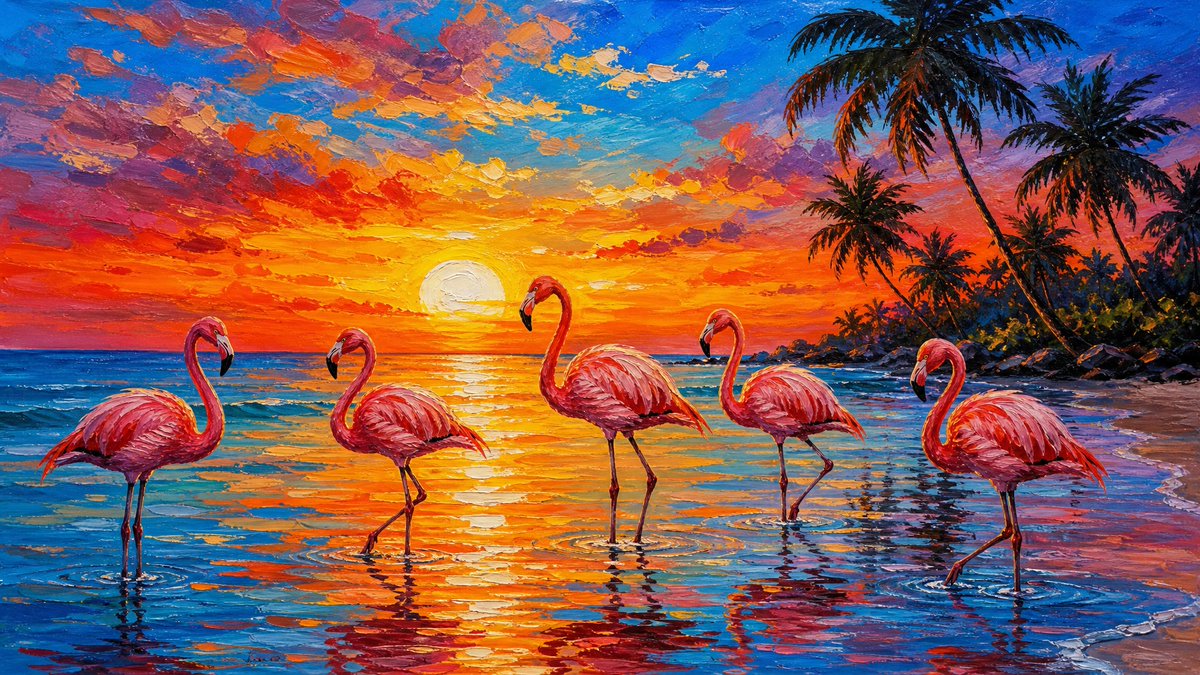 Impressionistic Pink Flamingo Painting preview image