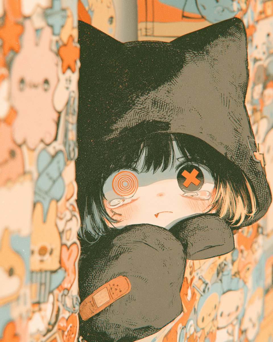 Gothic Kawaii Cat-Girl Curtain Peek preview image