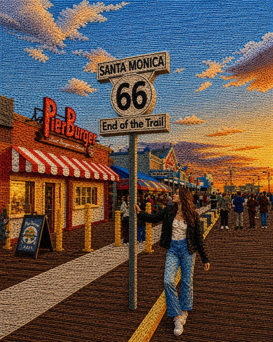 Embroidered Santa Monica Pier Photo preview image
