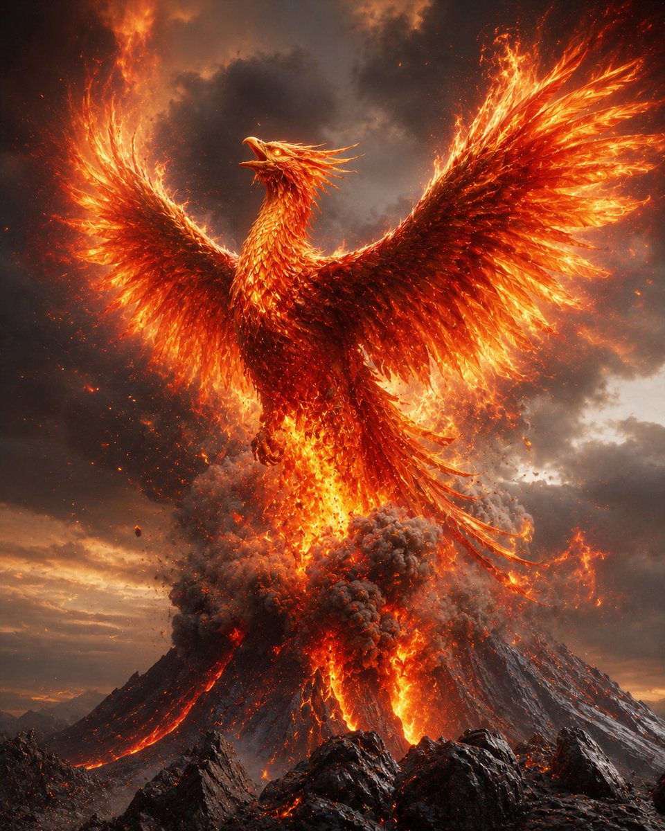 Phoenix Rising from Volcano preview image