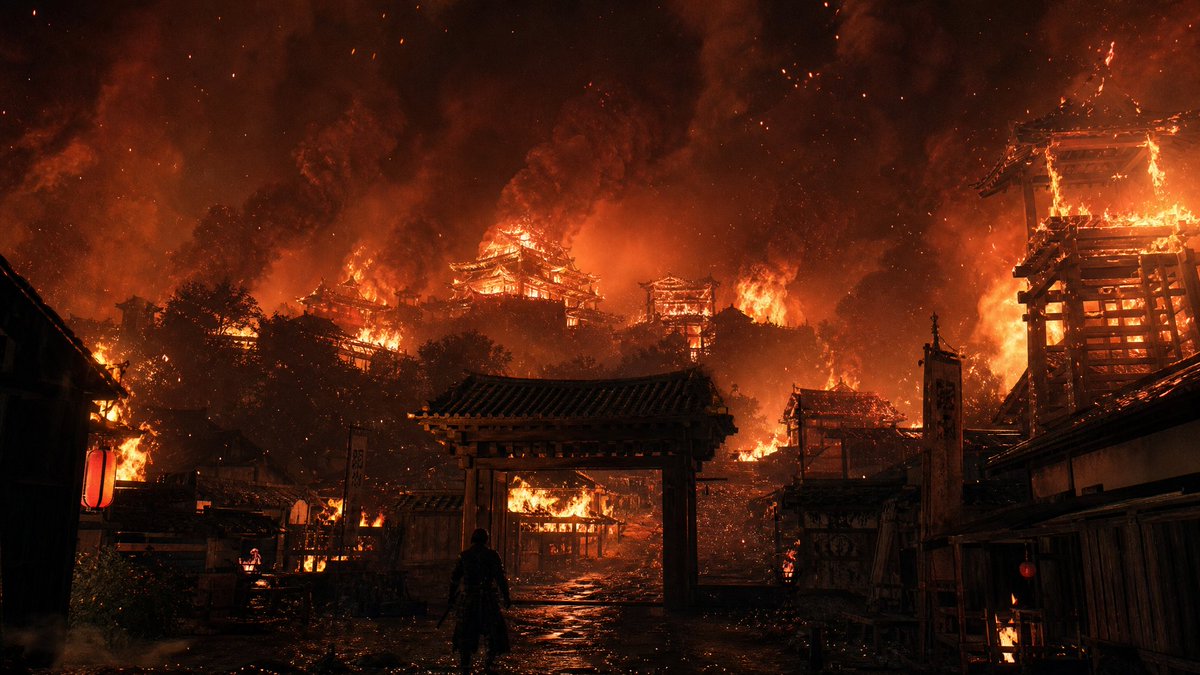 Burning Feudal Japanese Village preview image