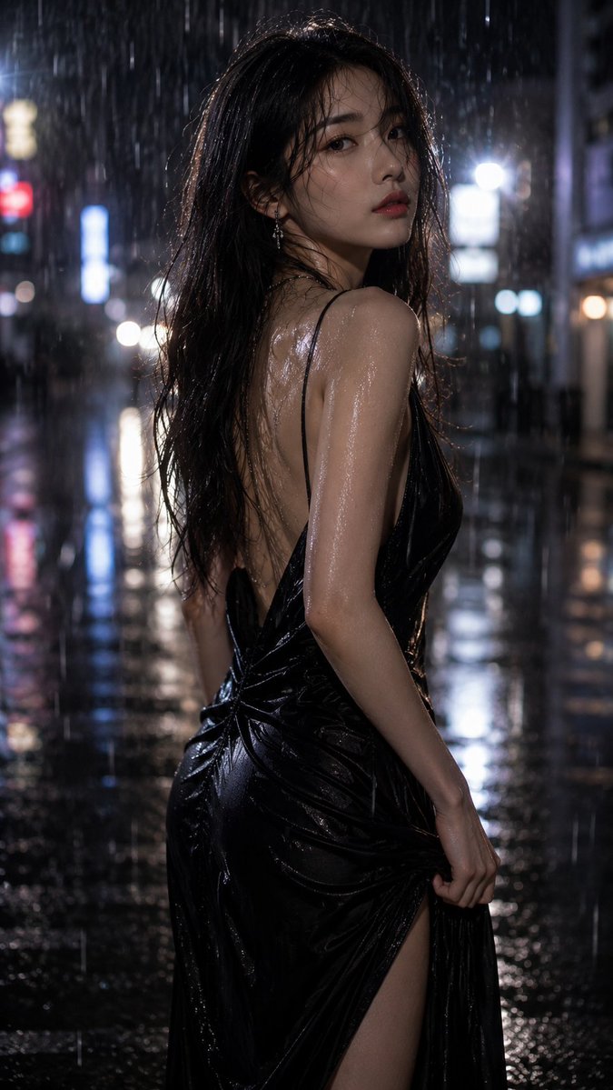 Rainy Seoul Night Fashion Portrait preview image