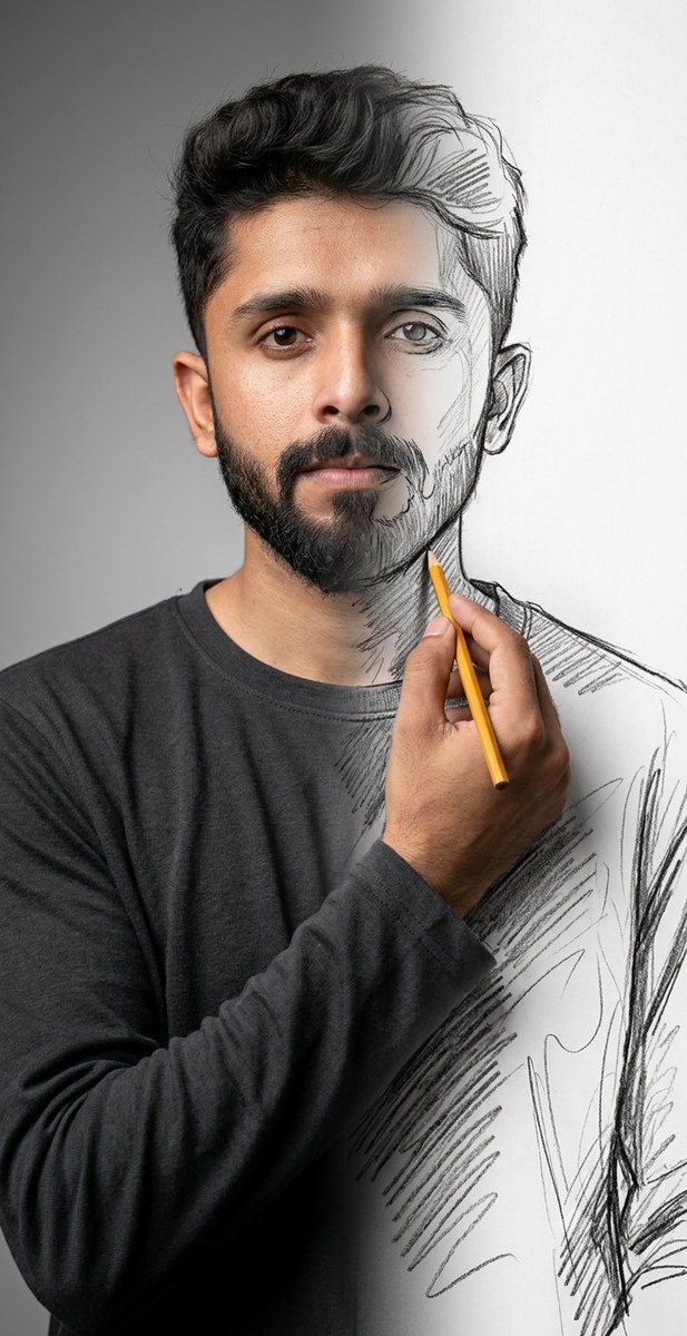 Surreal Mixed-Media Charcoal Portrait preview image
