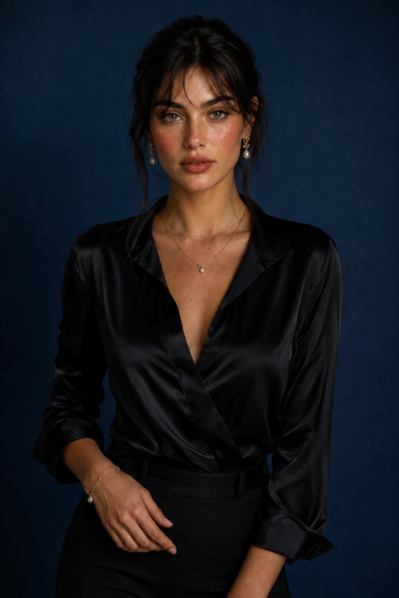 Luxury Studio Portrait with Blue Backdrop preview image