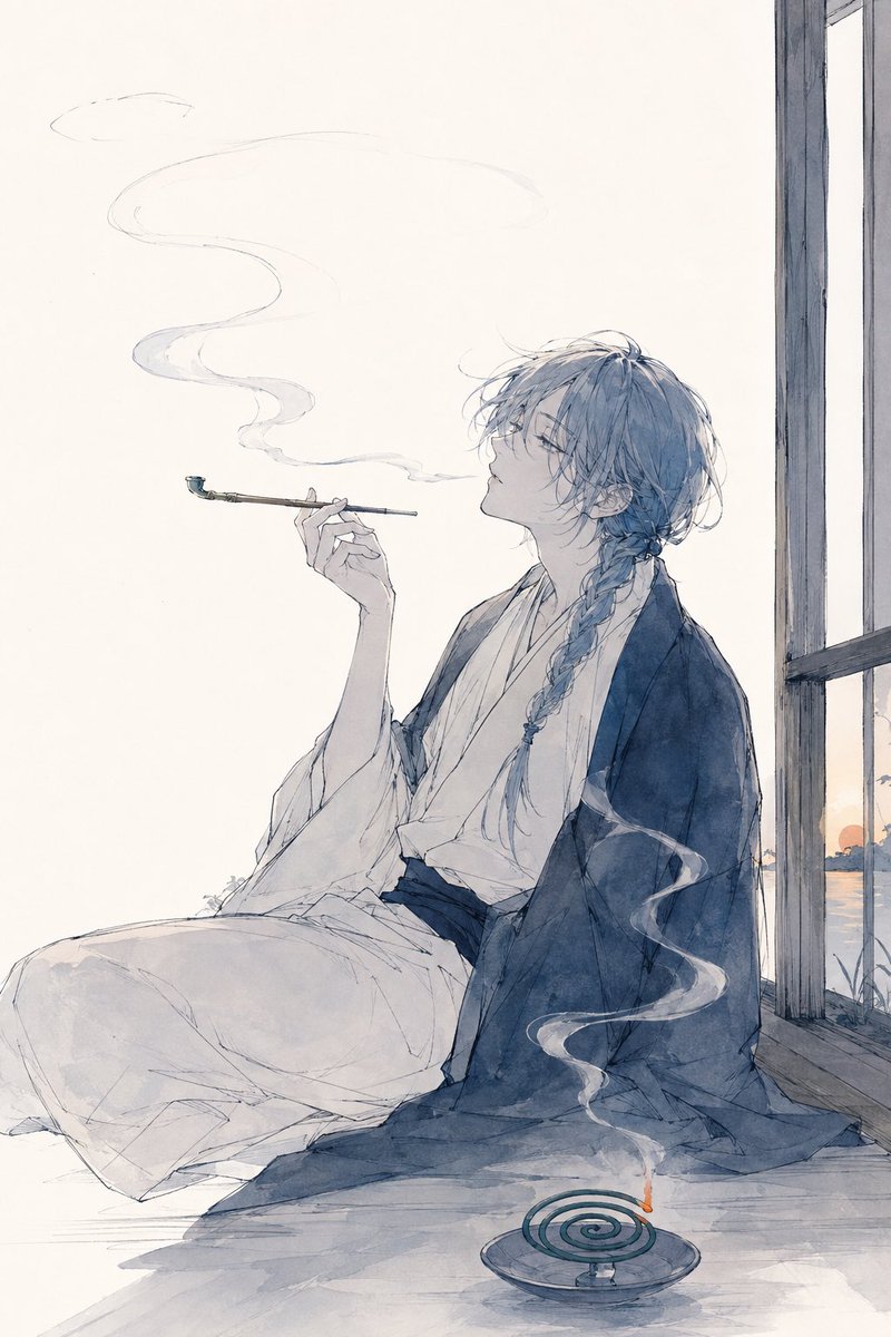 Watercolor Anime Kimono Smoker preview image