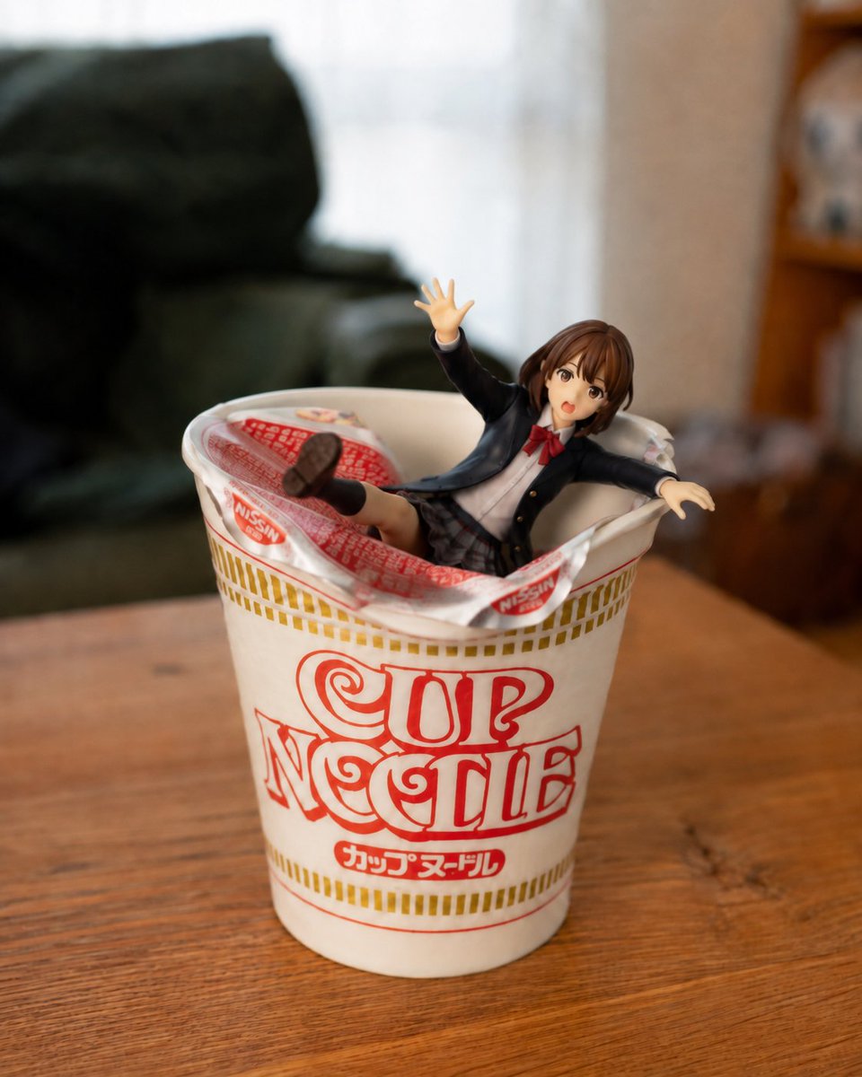 Anime Figurine Falling Into Cup Noodle preview image