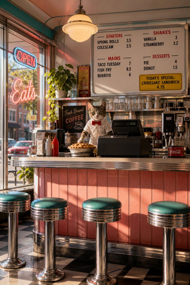 Retro Diner with Cat Cashier preview image