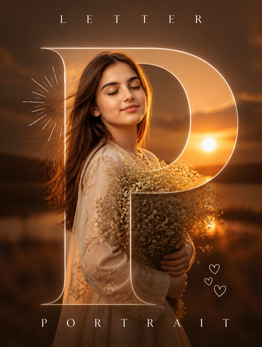 Luxury Sunset Letter Portrait preview image