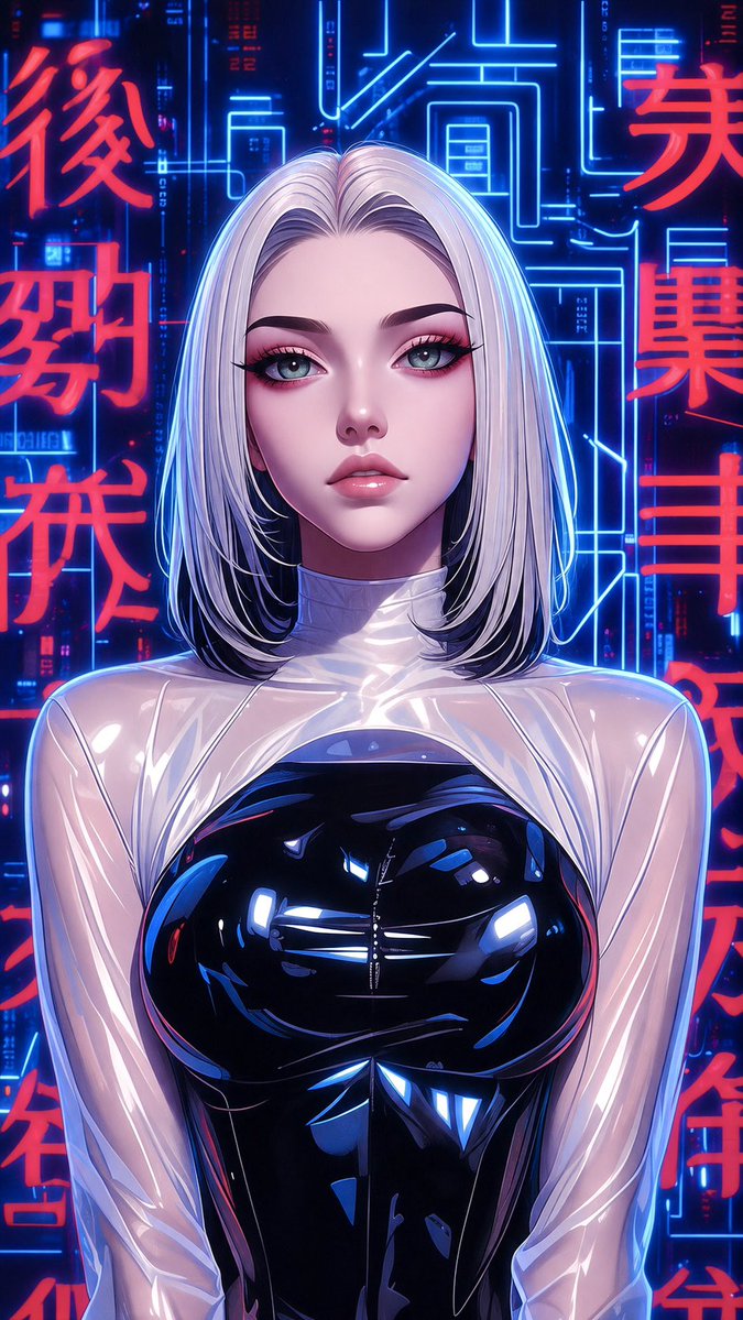 Futuristic Silver Hair Anime Portrait preview image