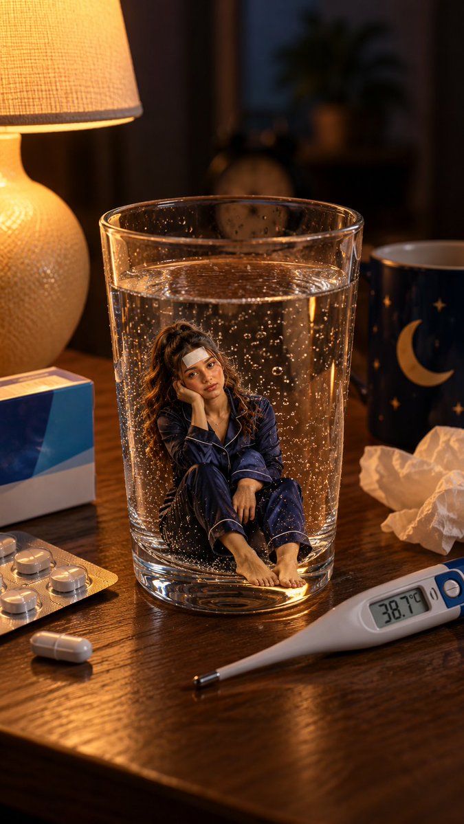 Miniature Fever Patient in Water Glass preview image