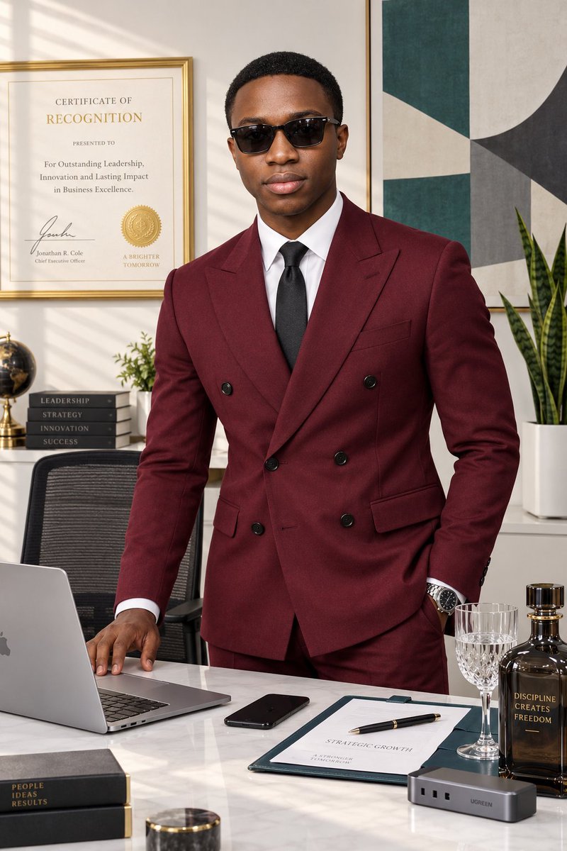 Burgundy Suit Executive Portrait preview image