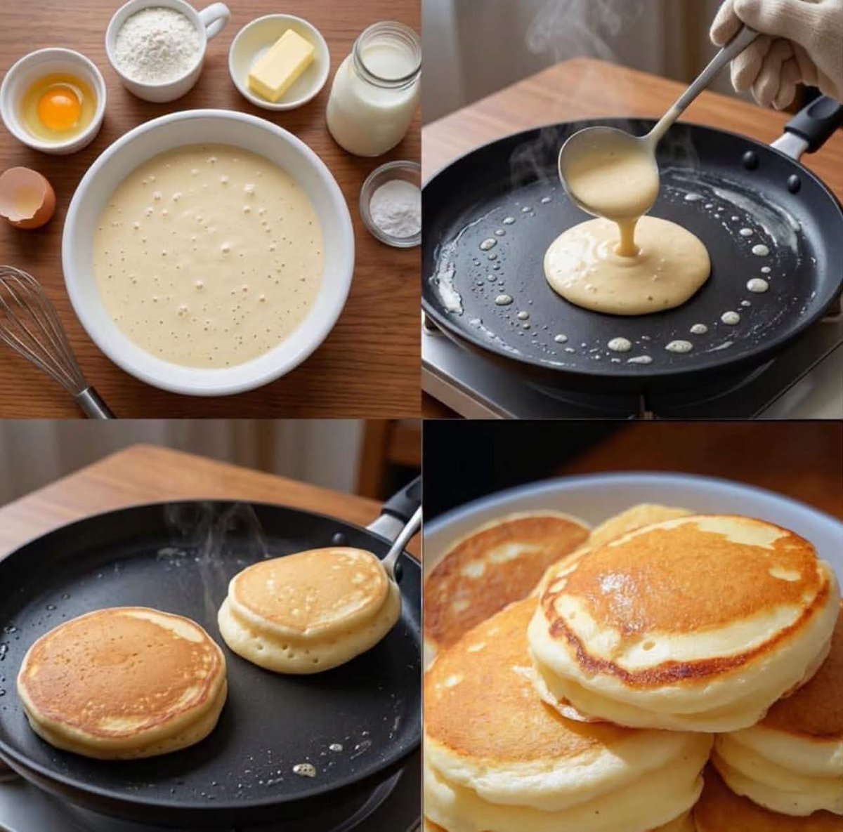 American Pancakes Cooking Process Grid preview image