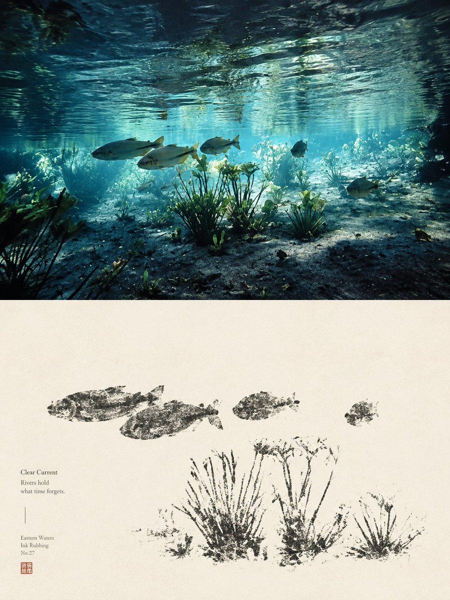 Underwater River Ink Rubbing Diptych preview image
