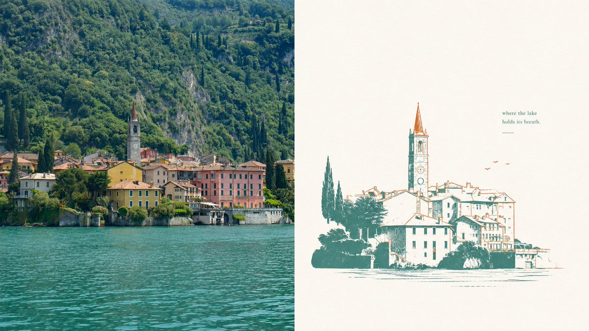 Lake Como Two-Color Print Diptych preview image
