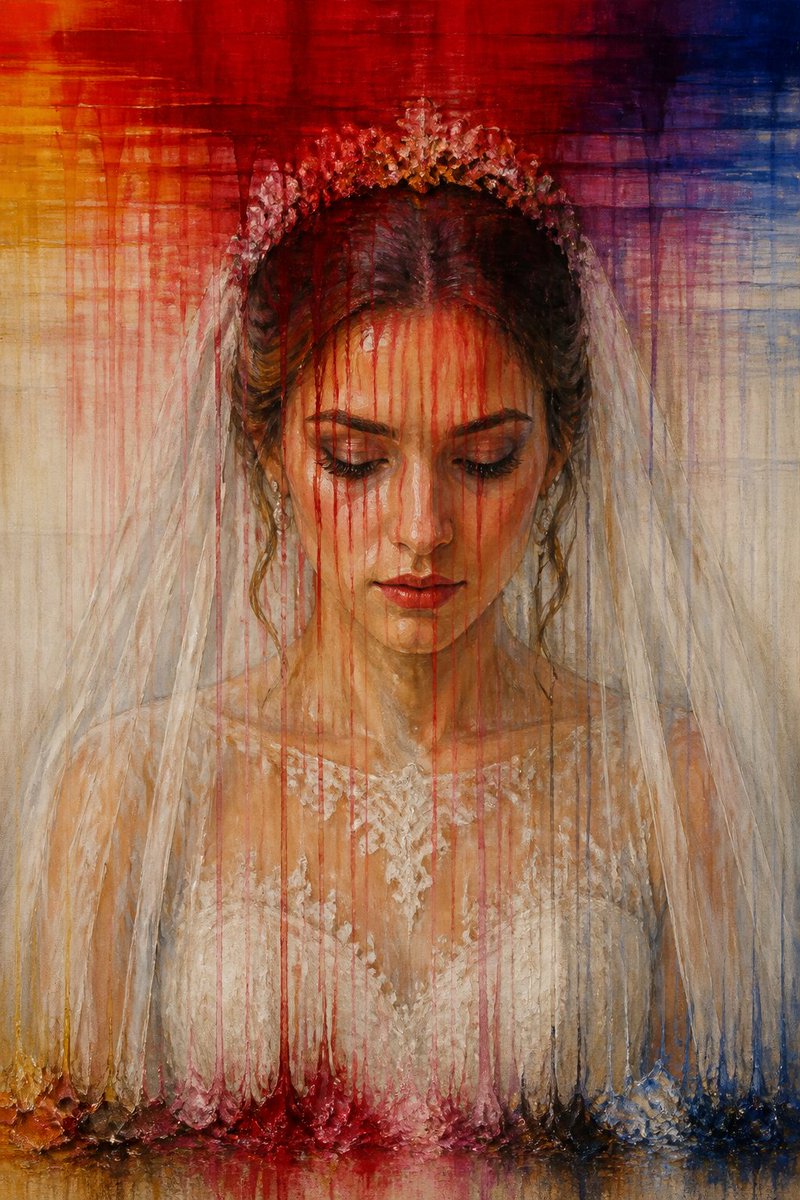 Dissolving Bride Portrait Painting preview image
