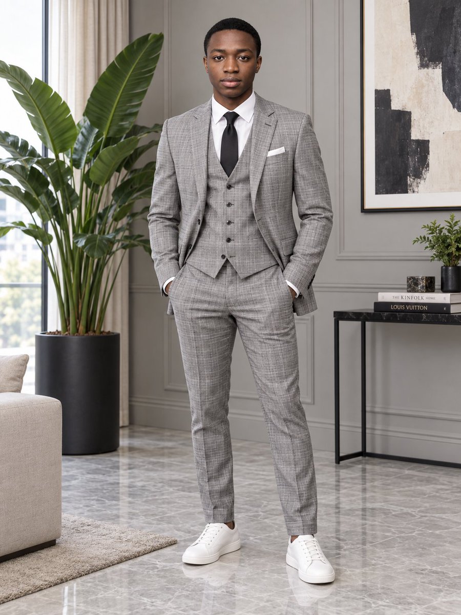 Formal Plaid Suit Fashion Portrait preview image