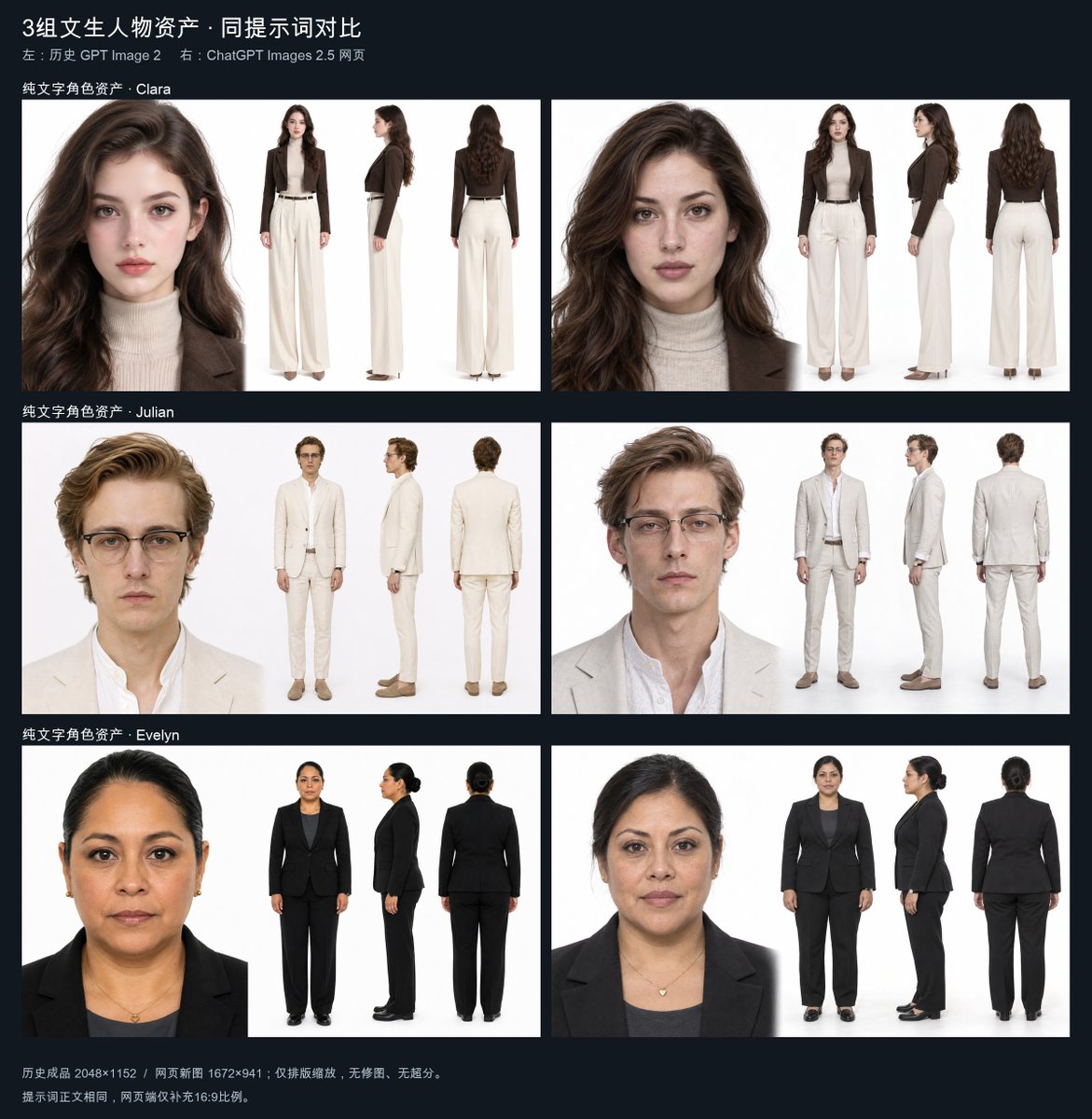 Three Character Asset Comparison Board preview image