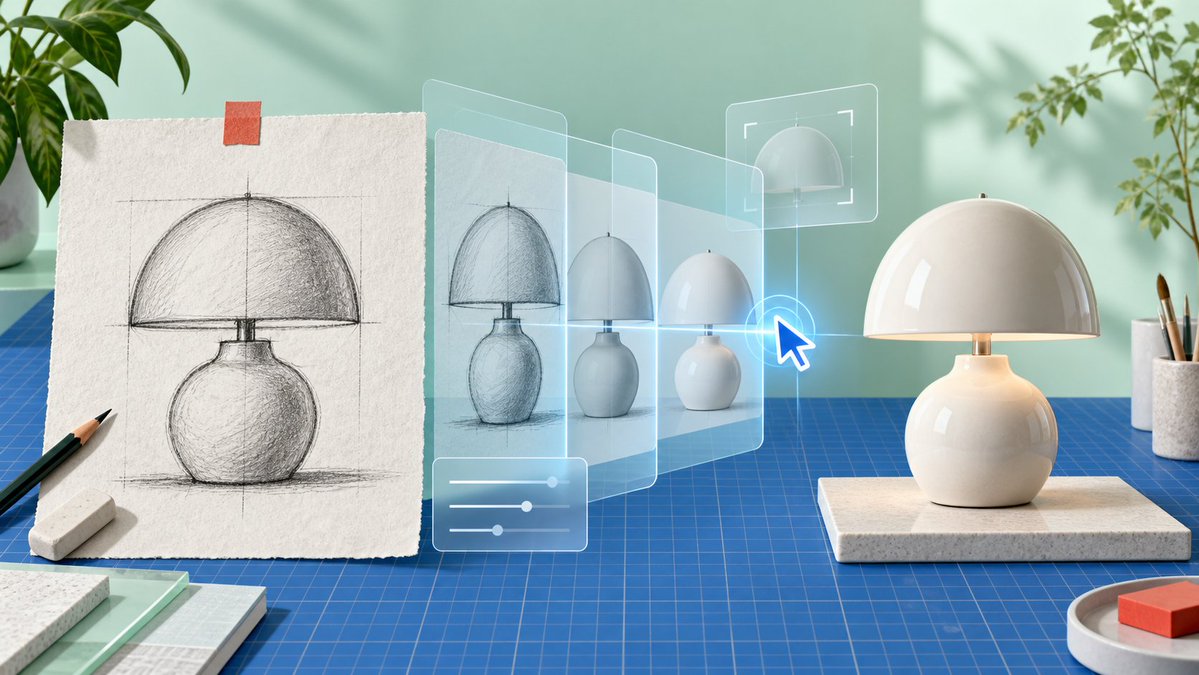 AI Product Sketch to Lamp Render preview image