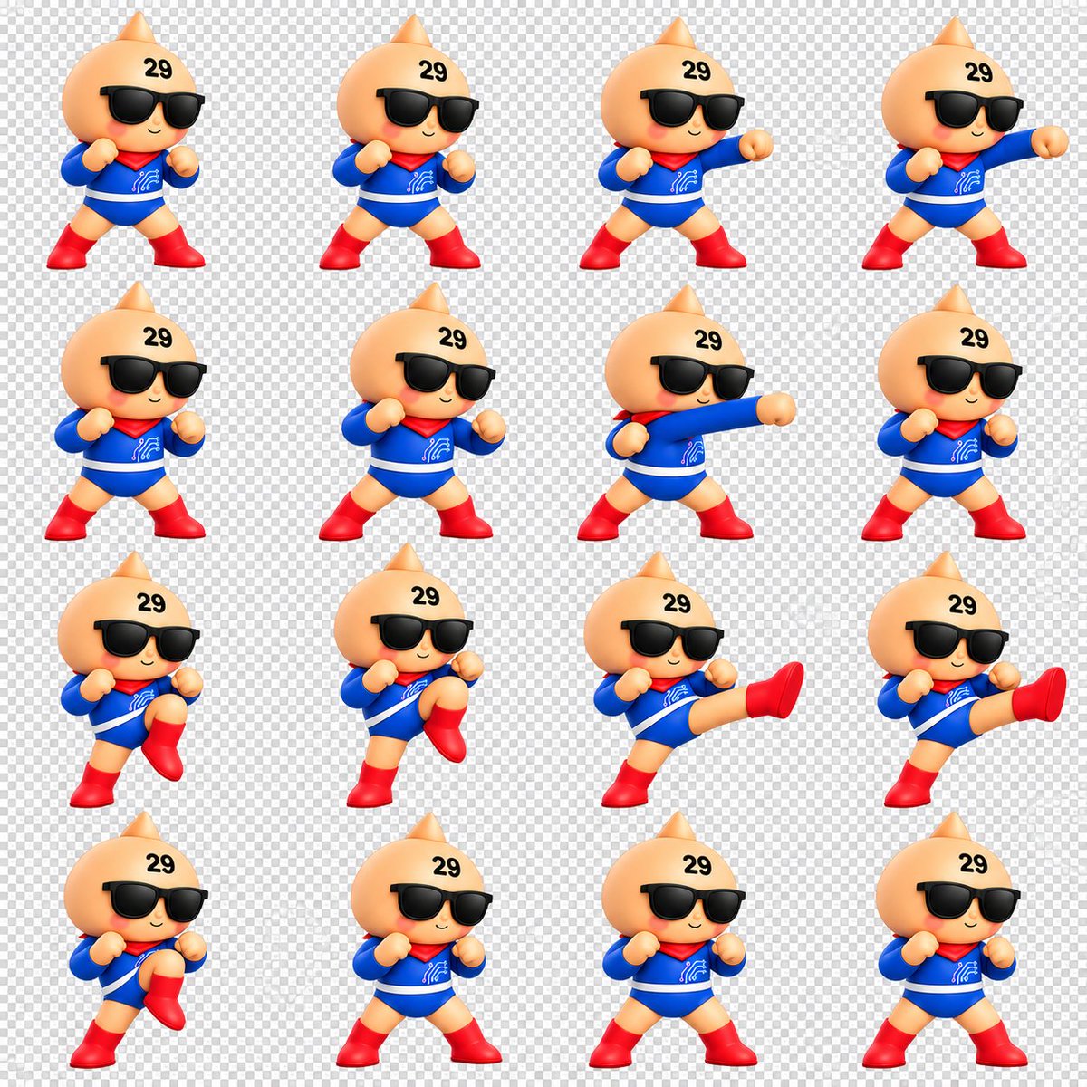 Chibi Mascot Fighting Sprite Sheet preview image