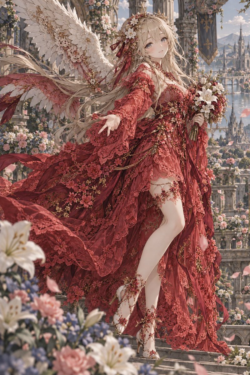 Crimson Angel Princess in Floral Cathedral preview image
