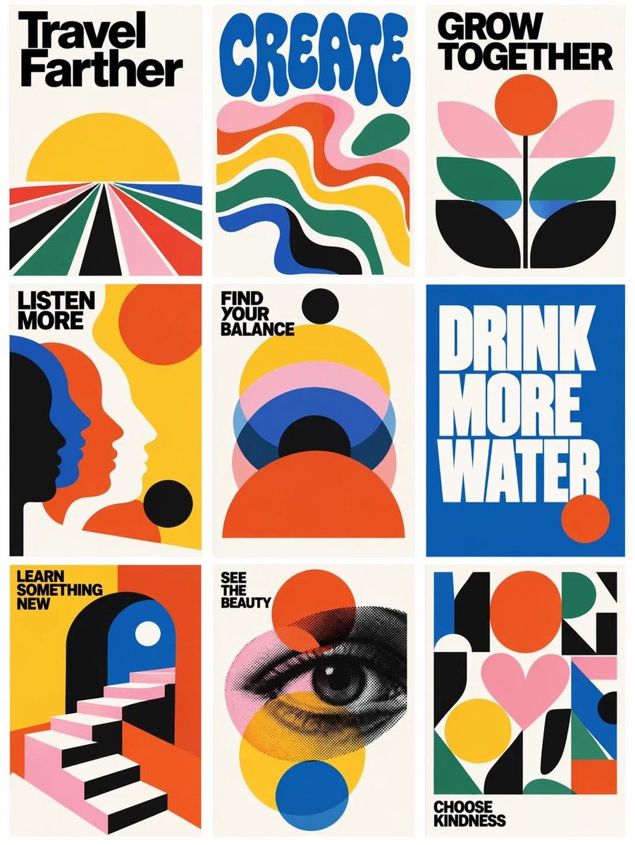 Retro Motivational Poster Grid preview image
