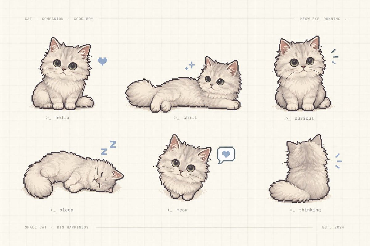 Pixel Art Kitten Companion Sheet preview image