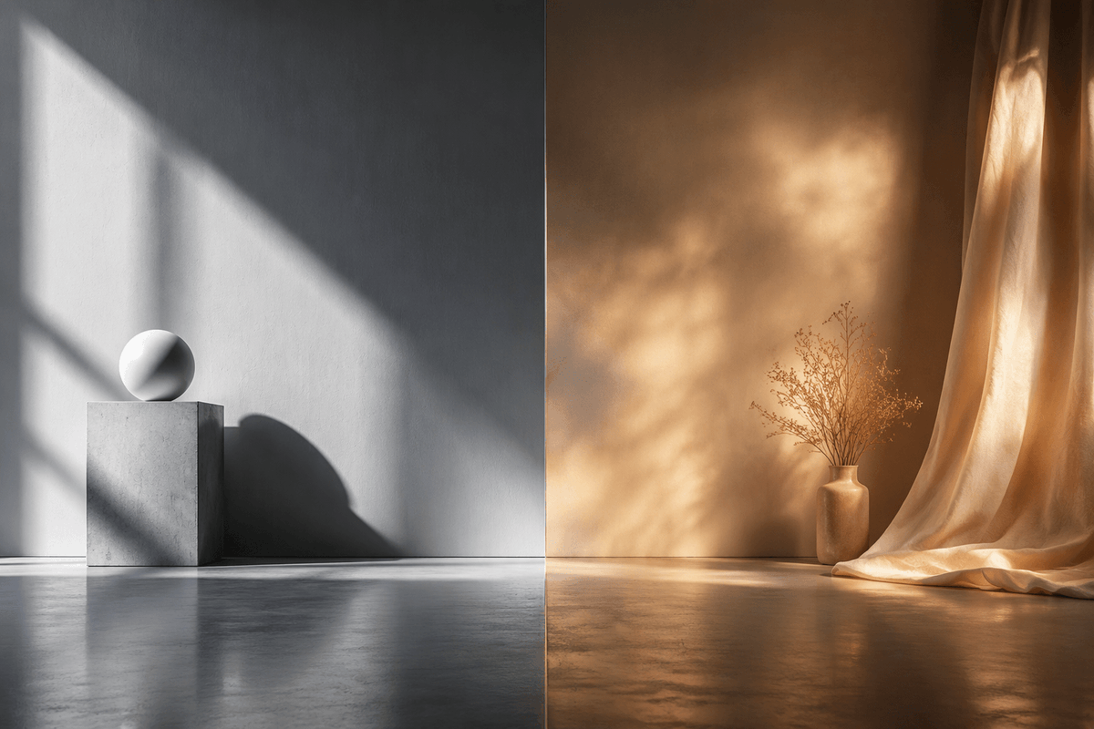 Split-Screen Hard vs Soft Light Interior preview image