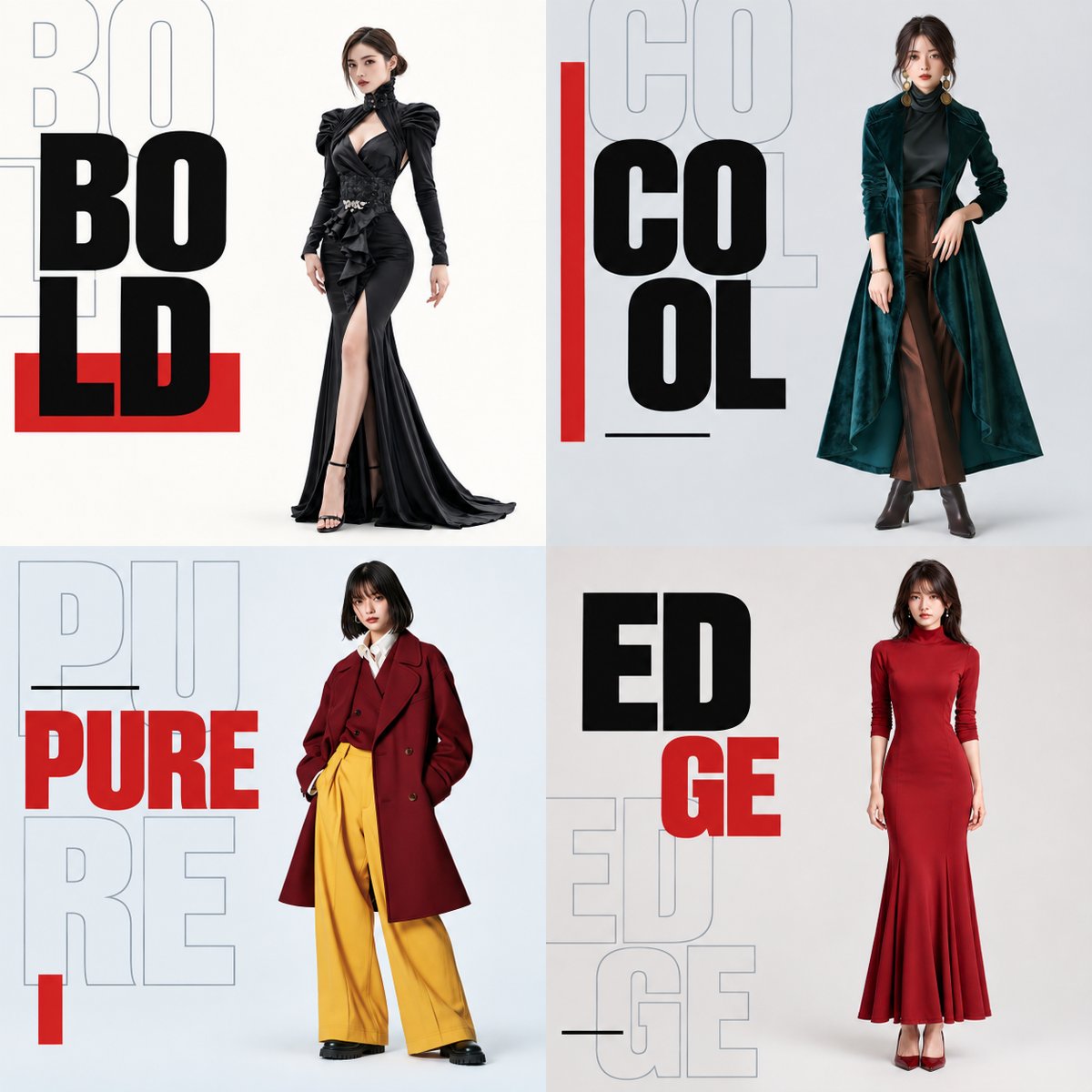 Fashion Campaign 4-Panel Collage Prompt preview image