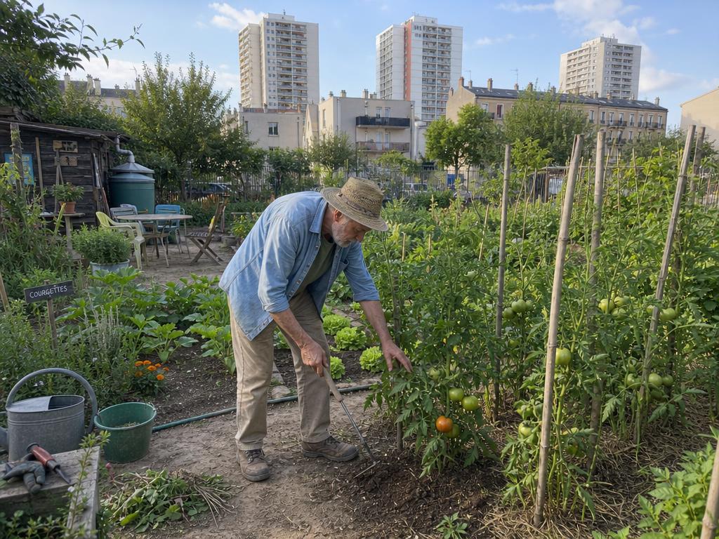 Elderly Man Gardening in Urban Setting preview image
