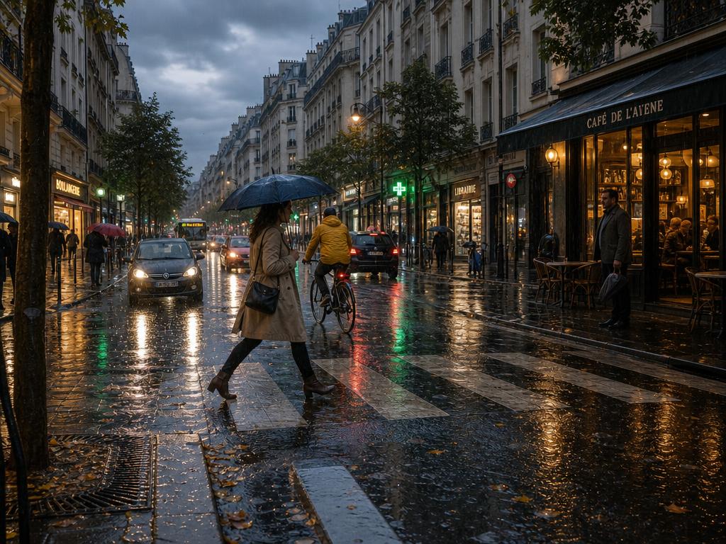 Rainy French Street at Night preview image