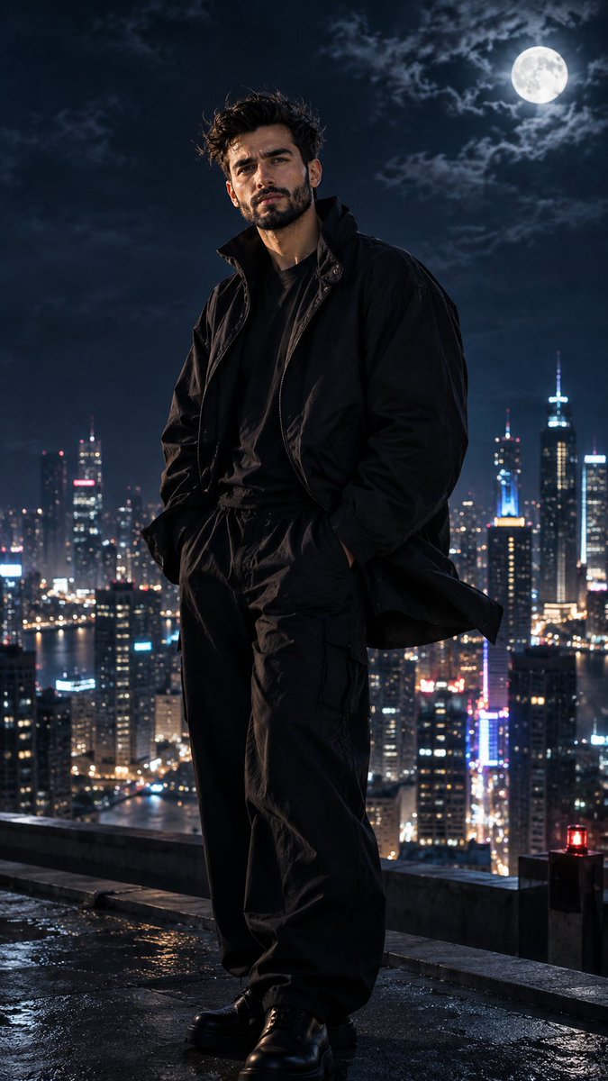 Luxury Fashion Rooftop Midnight Portrait preview image