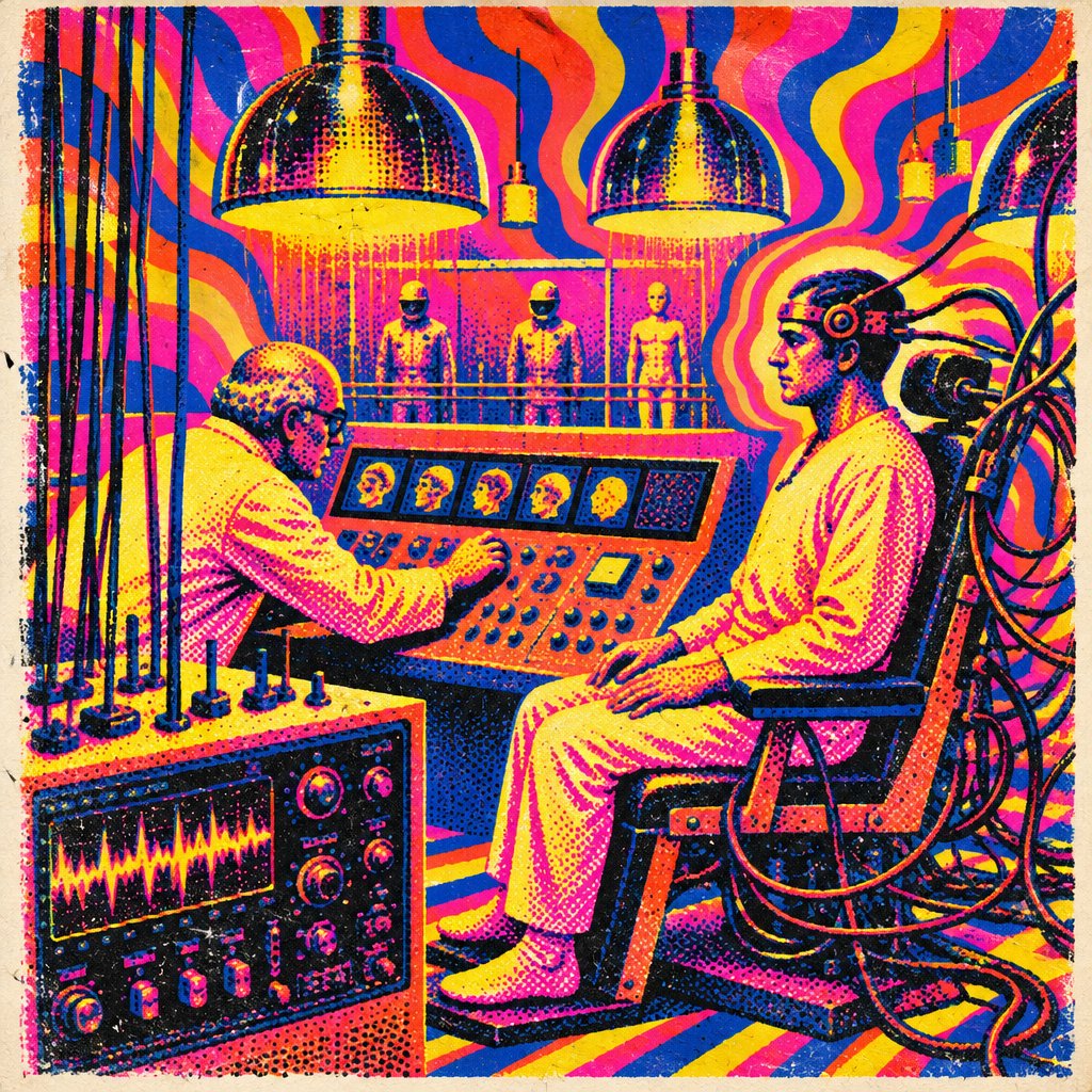 Psychedelic Sci-Fi Laboratory Screen Print preview image