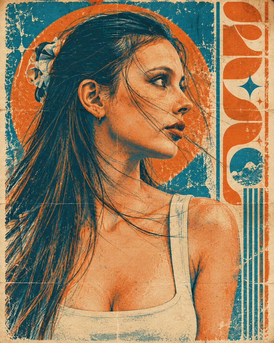 Retro Duotone Screen-Print Portrait preview image