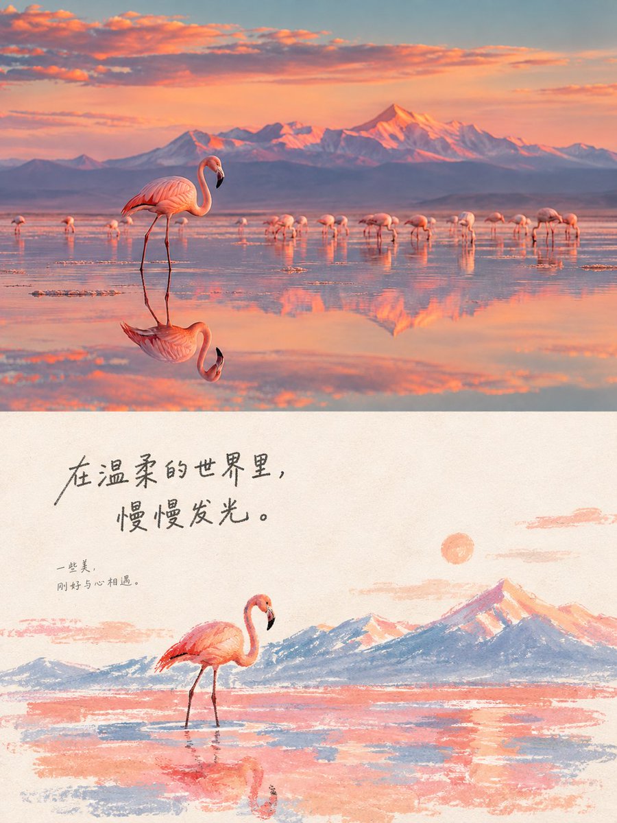 Flamingo Landscape & Hand-Drawn Illustration preview image