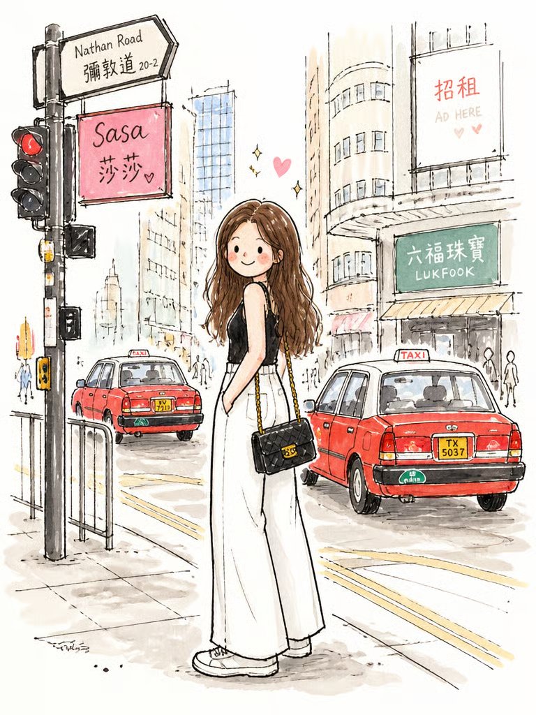 Cute Watercolor Girl on Nathan Road preview image