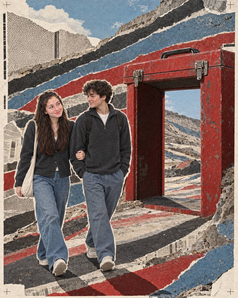 Surreal Collage of Teens Walking Past Giant Toolbox preview image