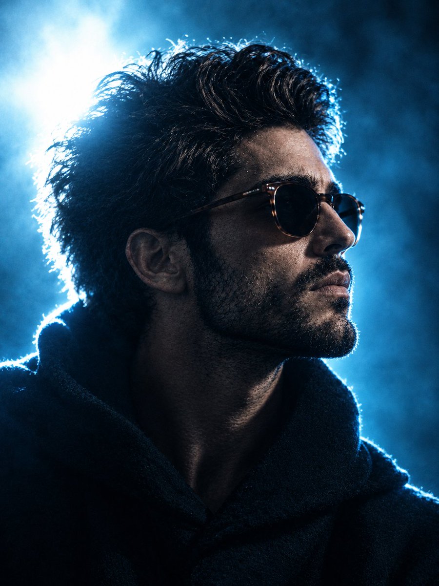 Cinematic Blue Backlit Portrait preview image