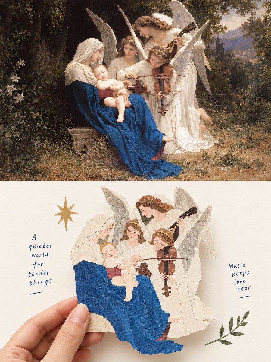 Madonna & Angels: Oil Painting Meets Paper Cutout preview image