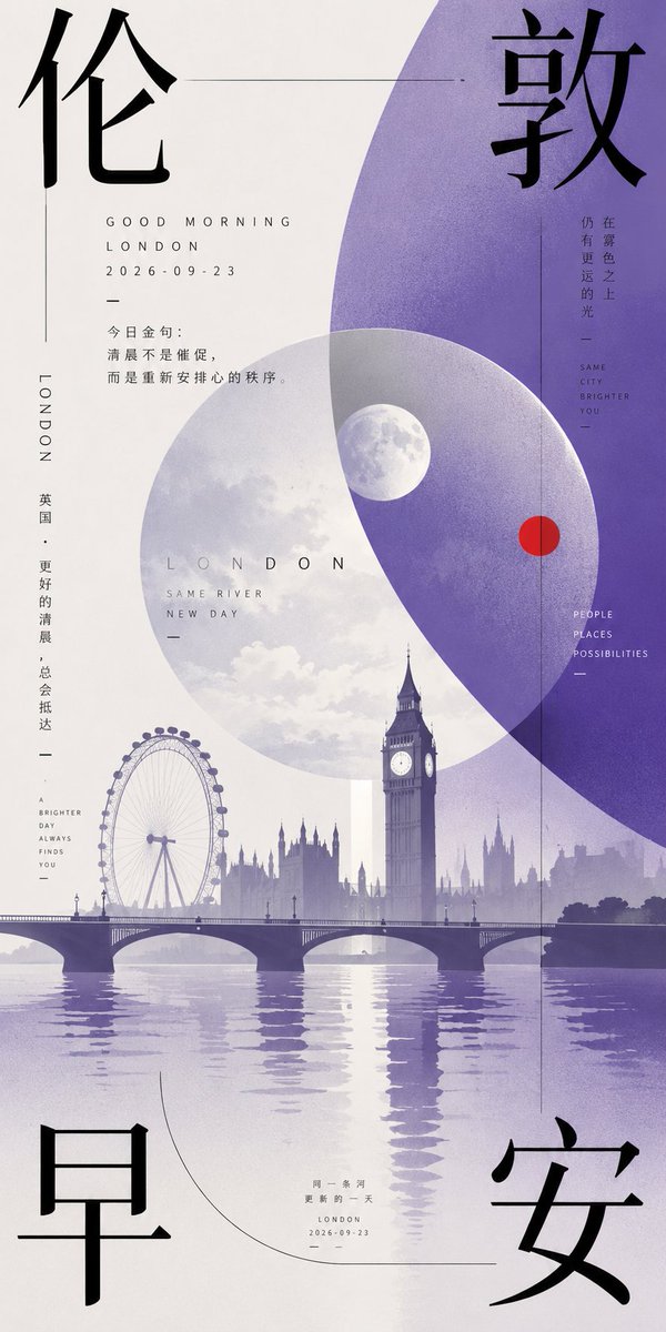 Purple Geometric London Morning Poster preview image