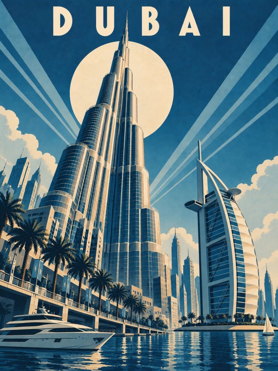 Art Deco Travel Poster Template preview image