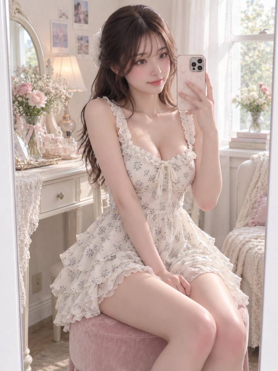 GPT Image 2 Prompt for Mirror Selfie with Flowers preview image