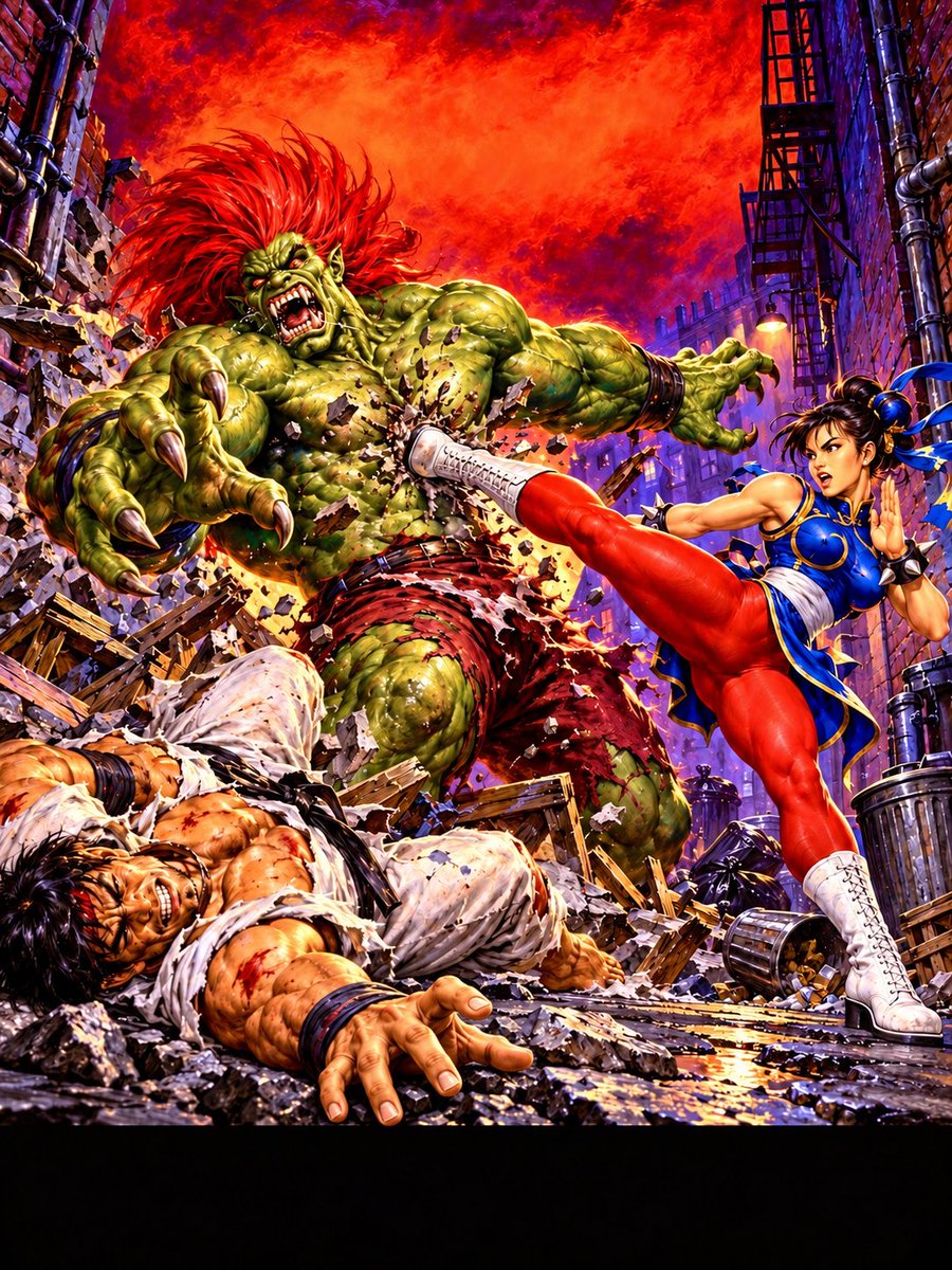 Chun-Li Kicks Giant Monster preview image